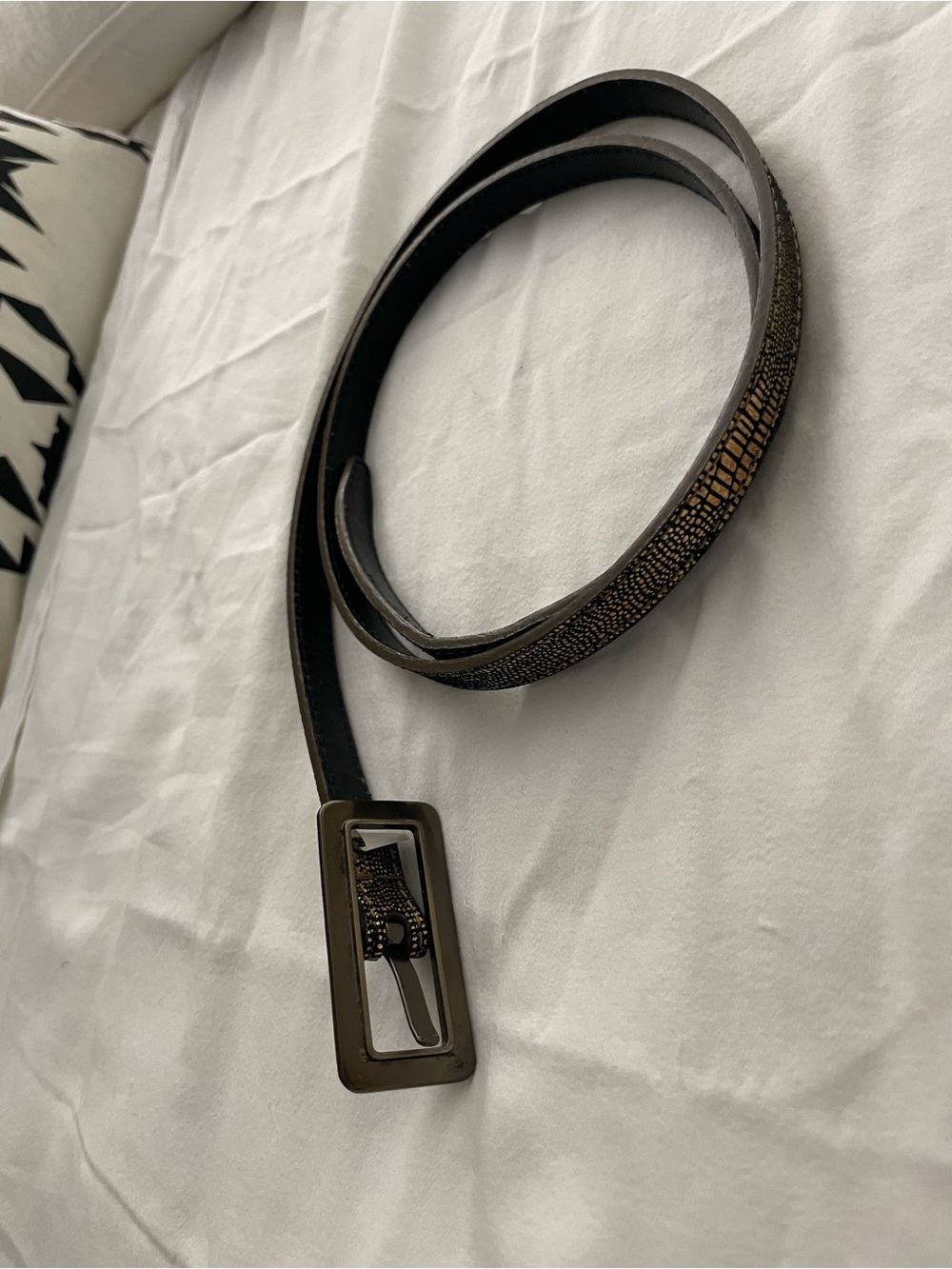 Calvin Klein genuine leather Brown Textured reptile pattern belt large.